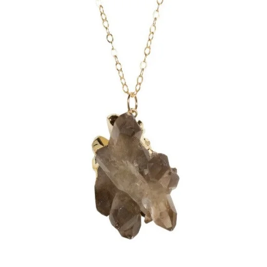 Shop Dazzling Jewelry With Special Promotional Discounts Long Smokey Quartz Point Necklace