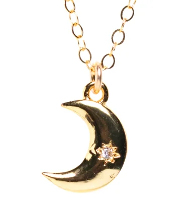 Last Chance To Grab Your Favorite Jewelry At A Discount Mini Crescent Moon with CZ necklace