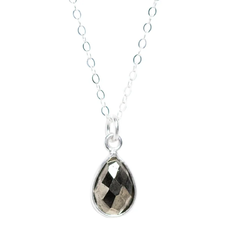 Timeless Jewelry At Special Discount Rates Mini Pyrite Teardrop Necklace Silver