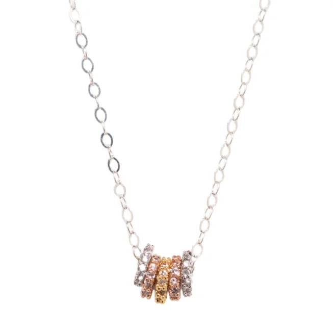 Elegant Rose Gold Jewelry For A Stylish Touch Mixed Metal Sunburst Necklace in Silver