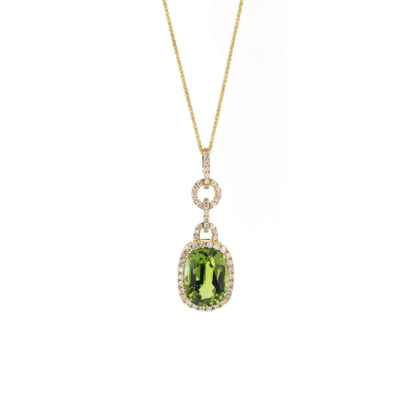 Chic And Stylish Jewelry At Exclusive Prices Oval Green Tourbmaline & Diamond Halo Pendant Necklace Chic And Stylish Jewelry At Exclusive Prices Oval Green Tourbmaline & Diamond Halo Pendant Necklace