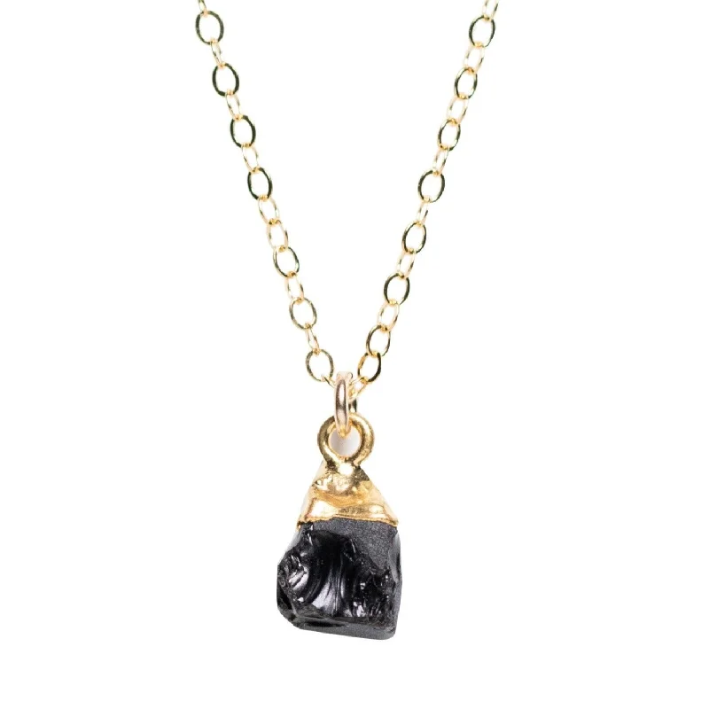 Affordable Glamour – Premium Jewelry For Less Rough Cut Onyx Necklace Gold