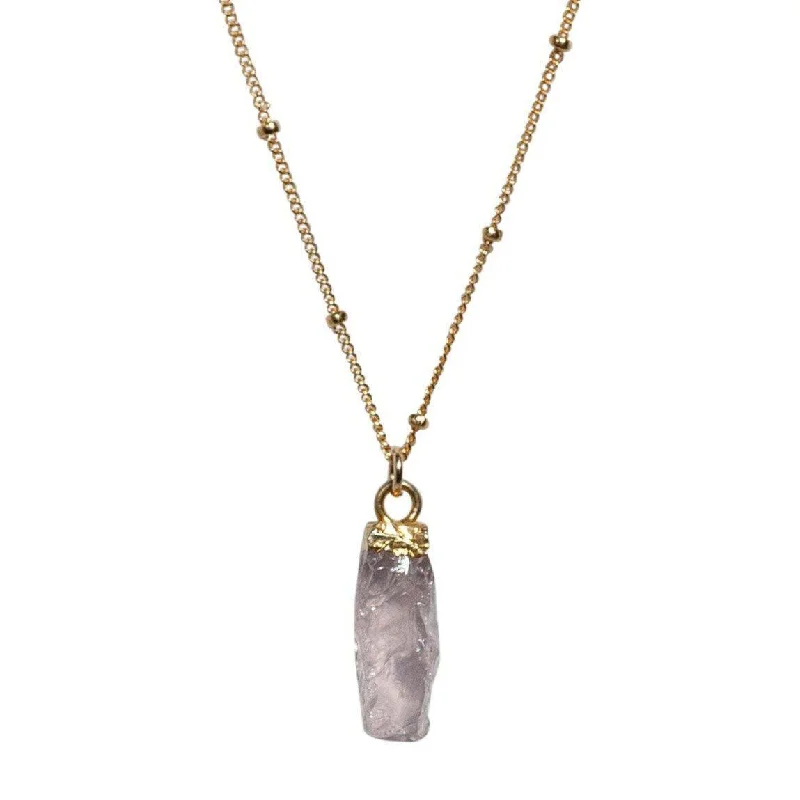 Trending Jewelry Styles Now At Limited-Time Discounts Carly Necklace in Rough Cut Rose Quartz