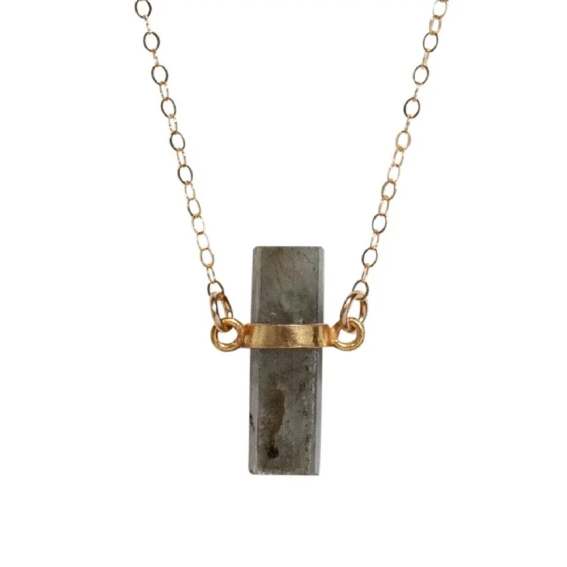 Flash Sale On Stunning Jewelry – Don't Miss Out Roughcut Labradorite Cylinder Necklace