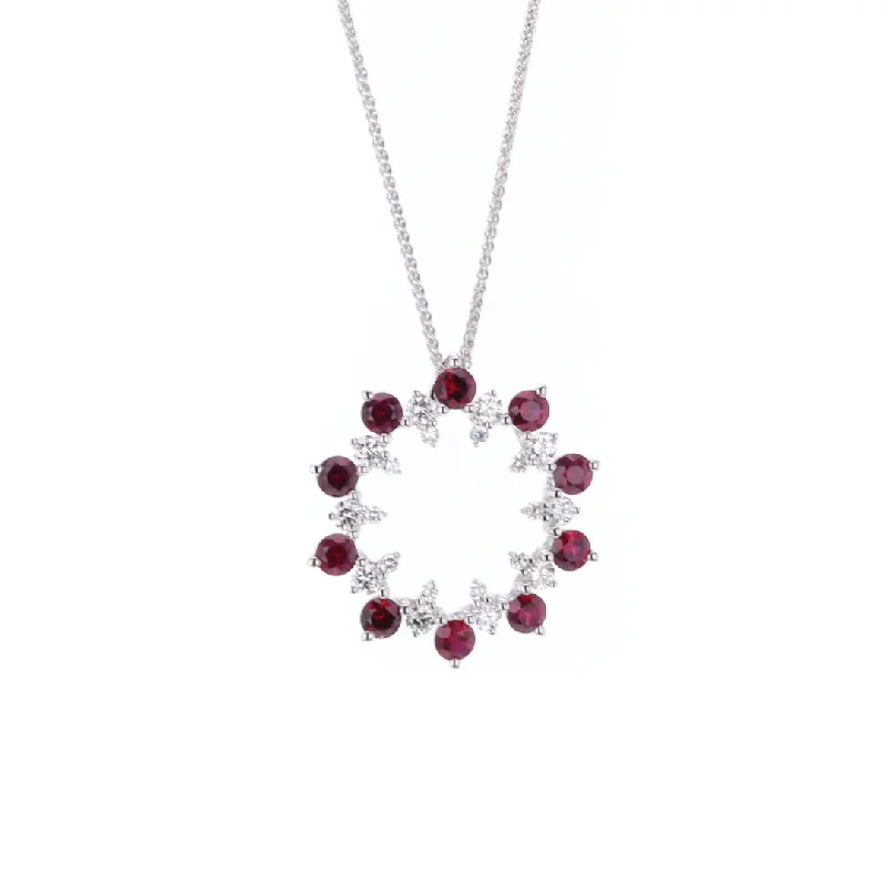 Big Discounts On Elegant Jewelry Collections Ruby & Diamond Circle Pendant Necklace