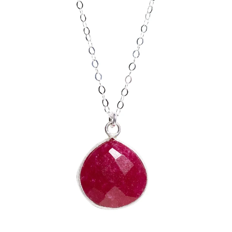 Shop Fine Jewelry With Amazing Deals Ruby Teardrop Necklace in Silver