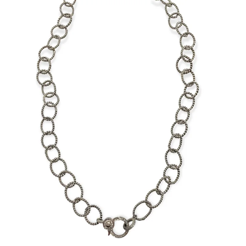 Elevate Your Jewelry Collection With Limited-Time Savings Sterling Chain Pave Diamond Clasp Necklace