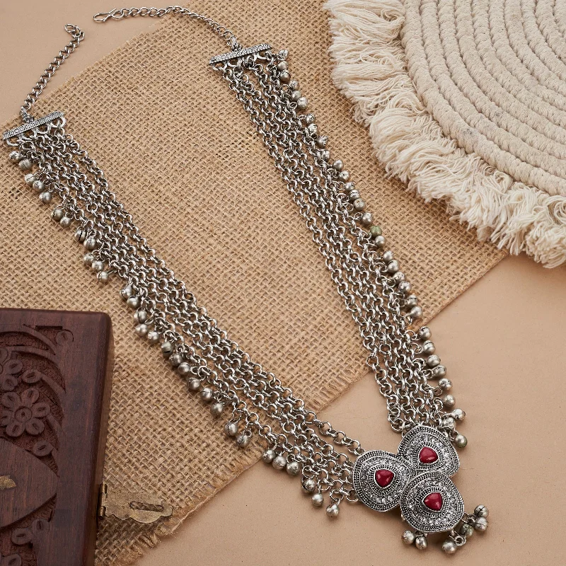 Affordable Luxury Jewelry For Every Occasion Teejh Yamuna Silver Mehroon Necklace