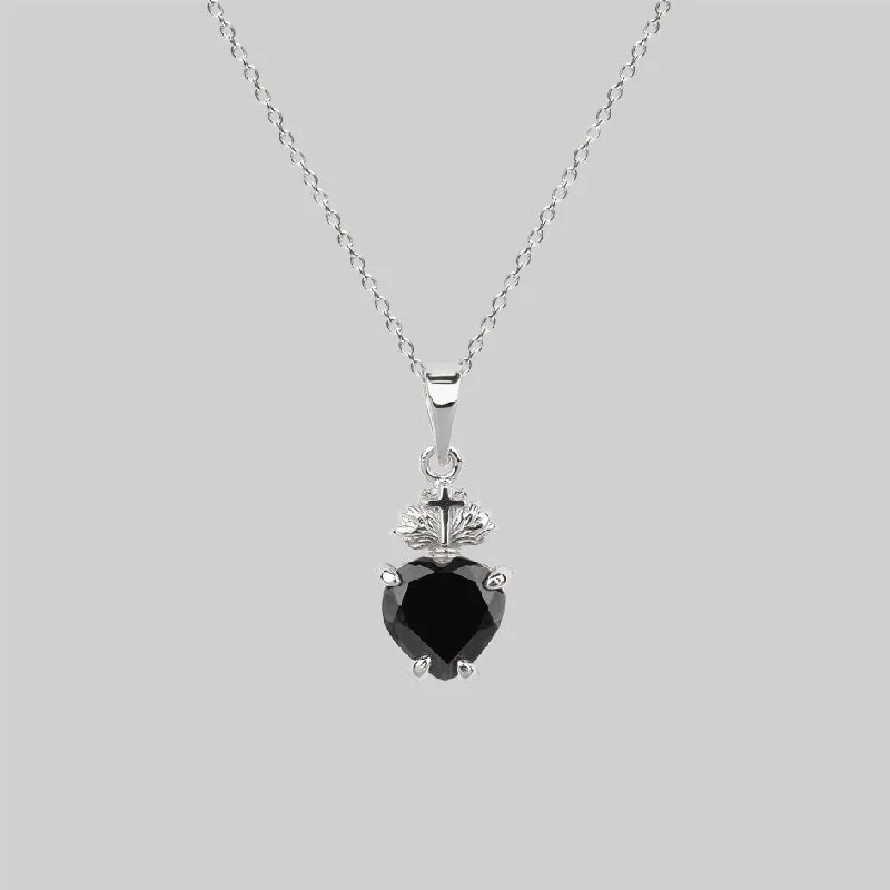 Exclusive Jewelry Offers – Sparkle For Less The Sacred Heart Black Spinel Necklace - Silver