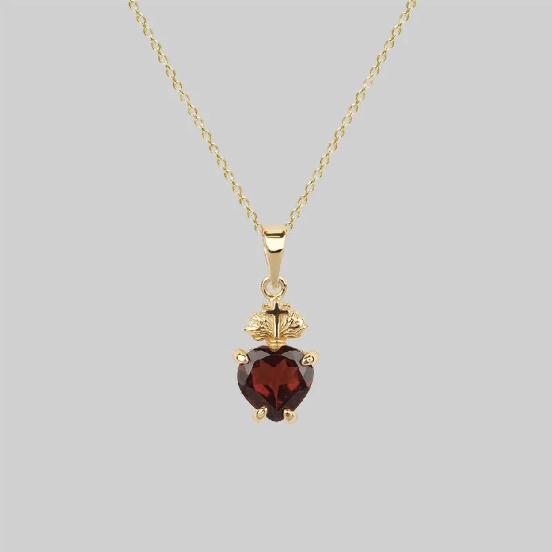 Grab Your Favorite Jewelry At The Lowest Prices The Sacred Heart Garnet Necklace - Gold Grab Your Favorite Jewelry At The Lowest Prices The Sacred Heart Garnet Necklace - Gold