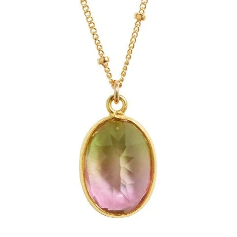 Unique Jewelry Designs Now At Discounted Rates Watermelon Tourmaline Oval Necklace