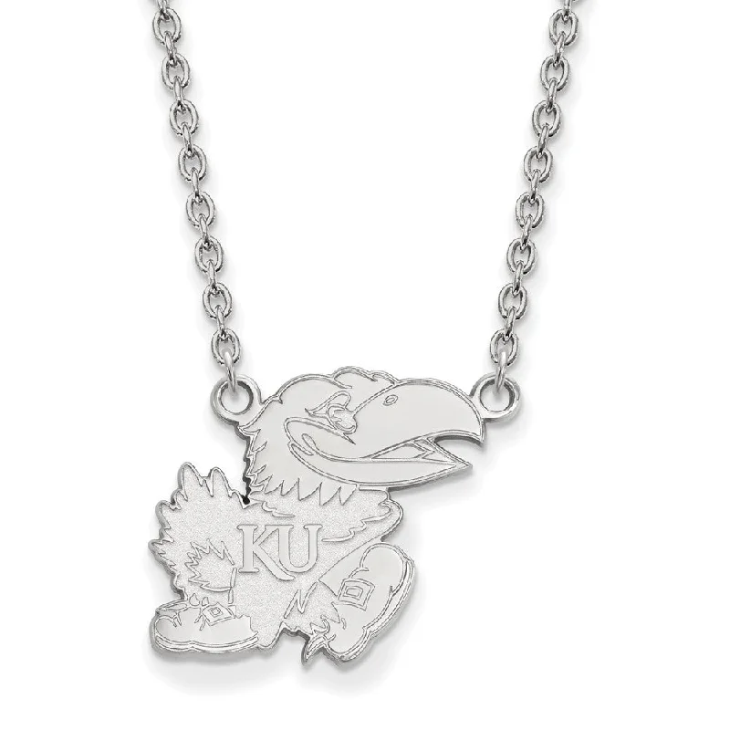 Trending Jewelry Styles Now At Limited-Time Discounts 10k White Gold U of Kansas Large Pendant Necklace