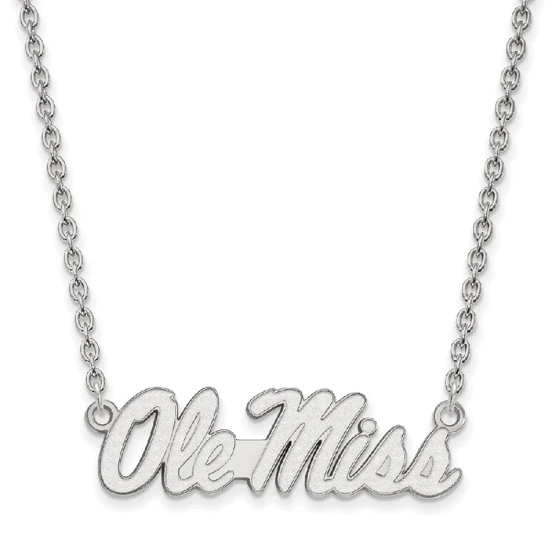 Grab Exquisite Jewelry At The Lowest Prices 10k White Gold U of Mississippi Lg Ole Miss Pendant Necklace