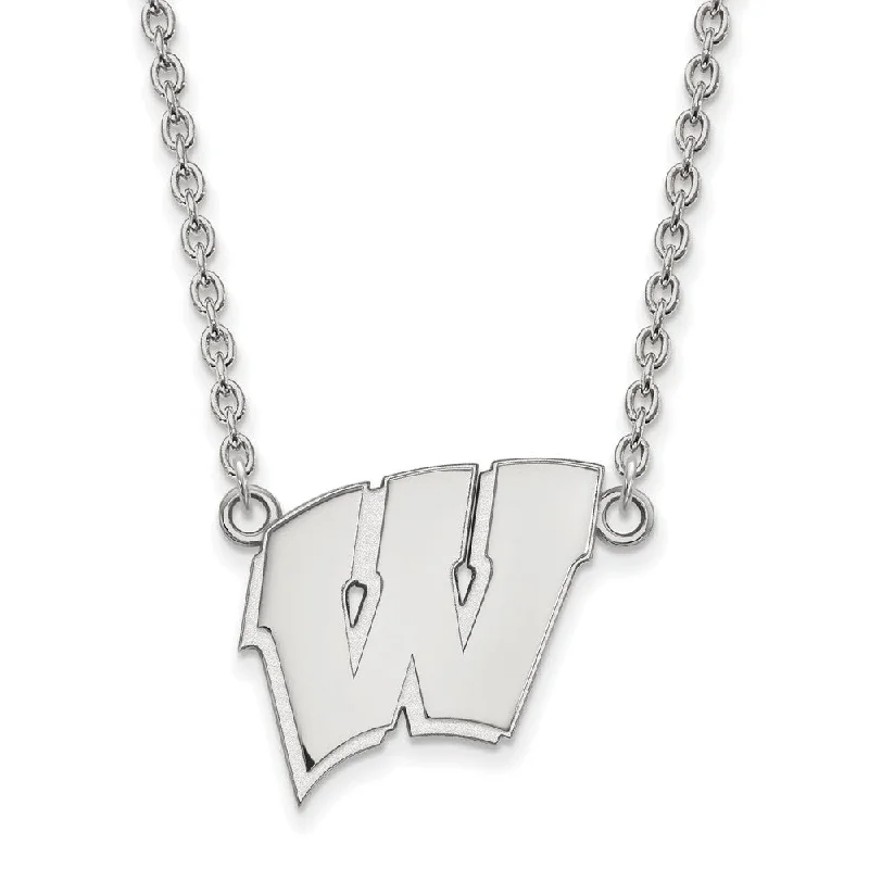 Luxury Jewelry Sale – Elegant Styles At Unbeatable Prices 10k White Gold U of Wisconsin Large Initial W Pendant Necklace