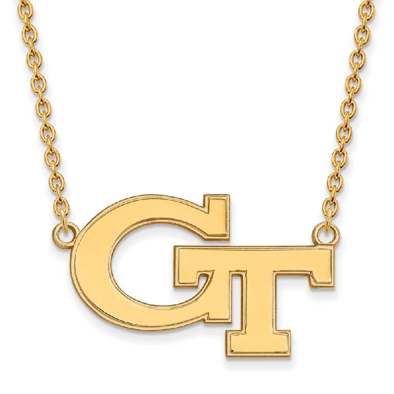 Big Discounts On Elegant Jewelry Collections 10k Yellow Gold Georgia Technology Large 'GT' Pendant Necklace