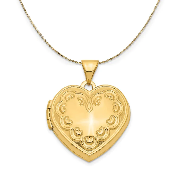 Sparkle More For Less – Jewelry Sale Happening Now 14k Yellow Gold 18mm Domed Heart Locket Necklace