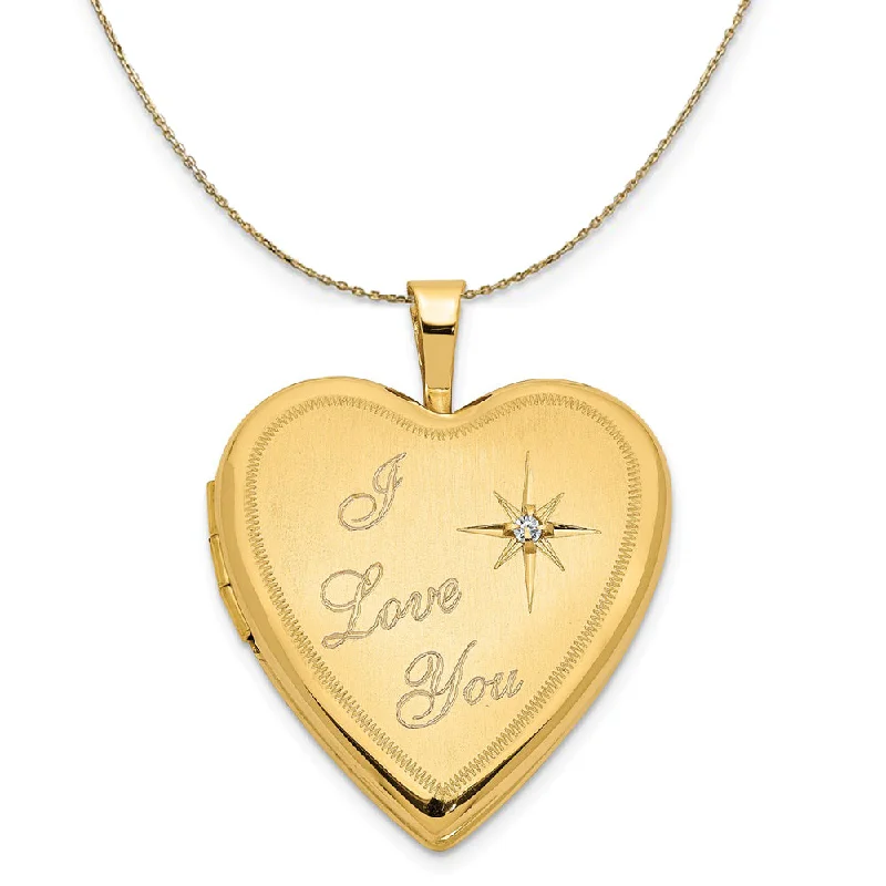 Best Jewelry Deals – Shop Premium Pieces At Great Prices 14k Yellow Gold 20mm Love You Diamond Heart Locket Necklace