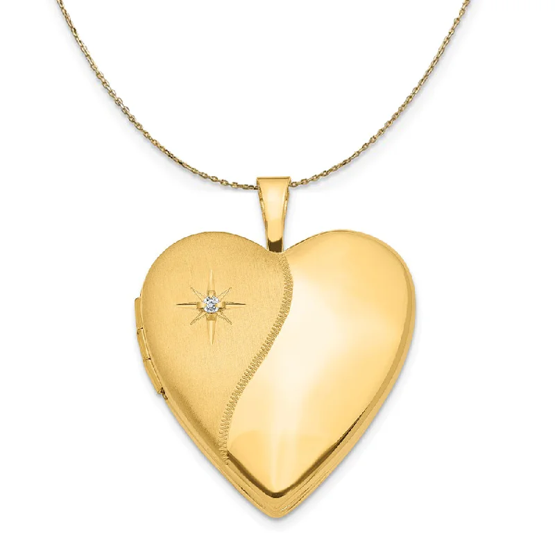 Your Dream Jewelry At Dream Prices 14k Yellow Gold 20mm Polished Diamond Heart Locket Necklace