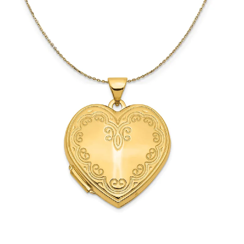 Timeless Jewelry At Special Discount Rates 14k Yellow Gold 21mm Ornate Heart Locket Necklace