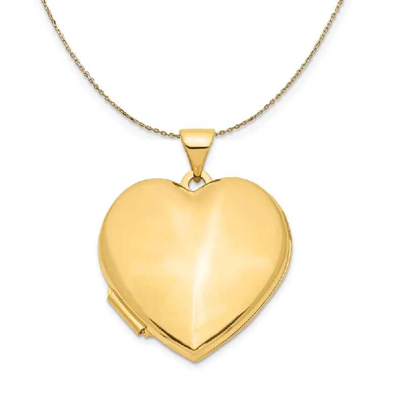 Must-Have Jewelry Pieces At Reduced Prices 14k Yellow Gold 21mm Polished Domed Heart Locket Necklace