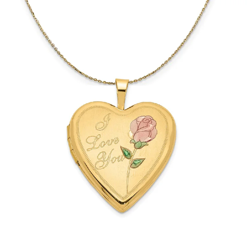 Celebrate With Sparkle – Jewelry Sale Now Live 14k Yellow Gold Enamel I Love You Rose Heart Locket Necklace