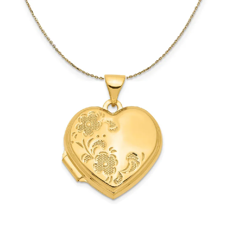 Holiday Jewelry Sale – Perfect Gifts At The Best Prices 14k Yellow Gold Textured Floral Heart Shaped Locket Necklace