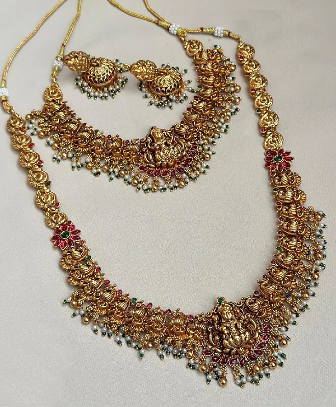 Jewelry Clearance – Final Chance To Save Big Antique Premium Gold finish Laxmi necklace Combo set