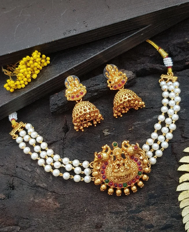 High-Quality Jewelry At A Fraction Of The Cost Gold Plated Laxmi Design Choker Set