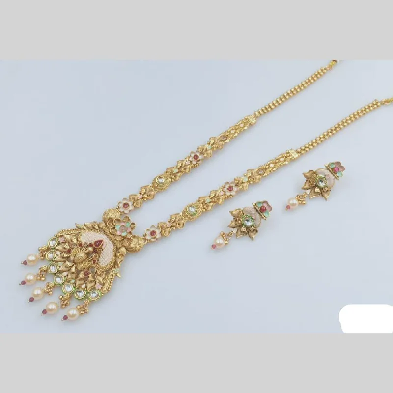 Make Every Moment Shine – Jewelry Discounts Available Rani Sati Jewels Gold Plated Kundan Stone And Meenakari Long Necklace Set