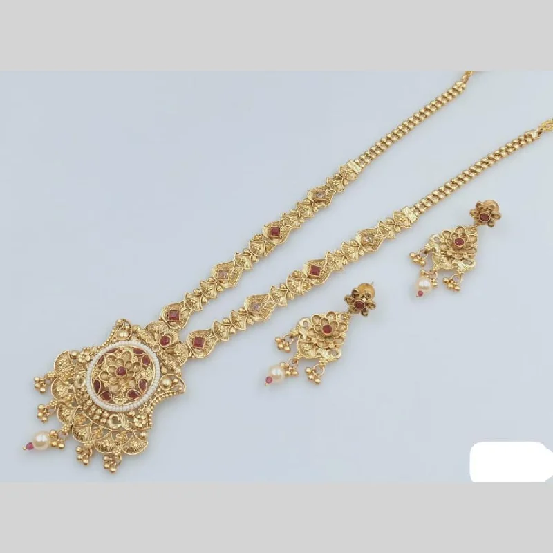 Best Jewelry Sale – Shop Exclusive Designs Now Rani Sati Jewels Gold Plated Pota Stone And Pearl Long Necklace Set