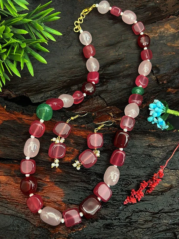 Shop Fine Jewelry With Amazing Deals Square Natural African Jade Stone Mala Necklace with earrings