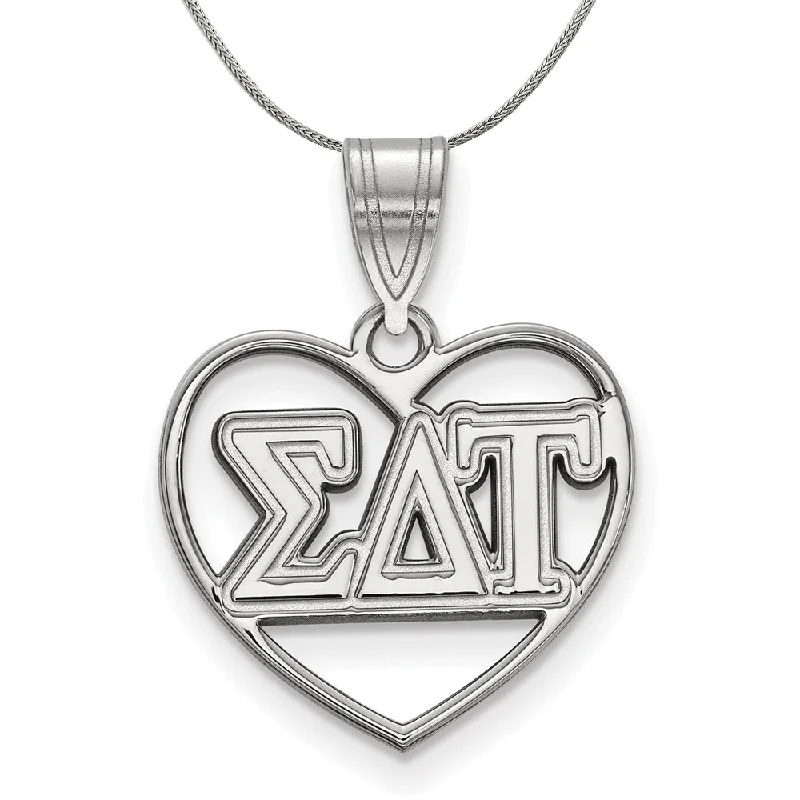 Elegant Jewelry, Exclusive Prices – Shop Now Sterling Silver Sigma Delta Tau Heart Greek Necklace