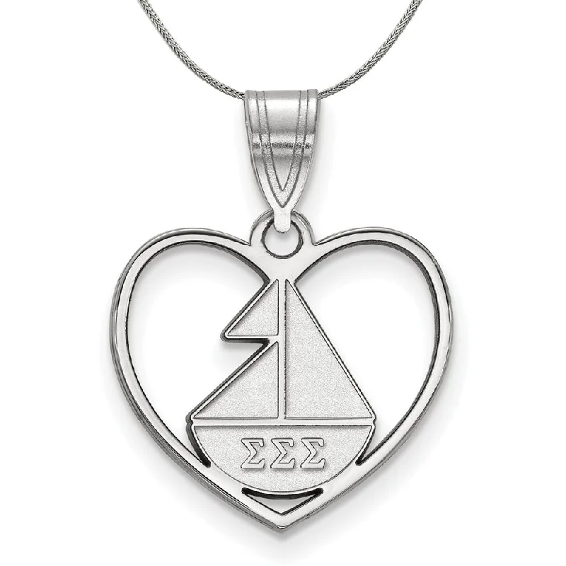 Timeless Elegance At Unbelievable Discounts Sterling Silver Sigma Sigma Sigma Heart Pendant Necklace