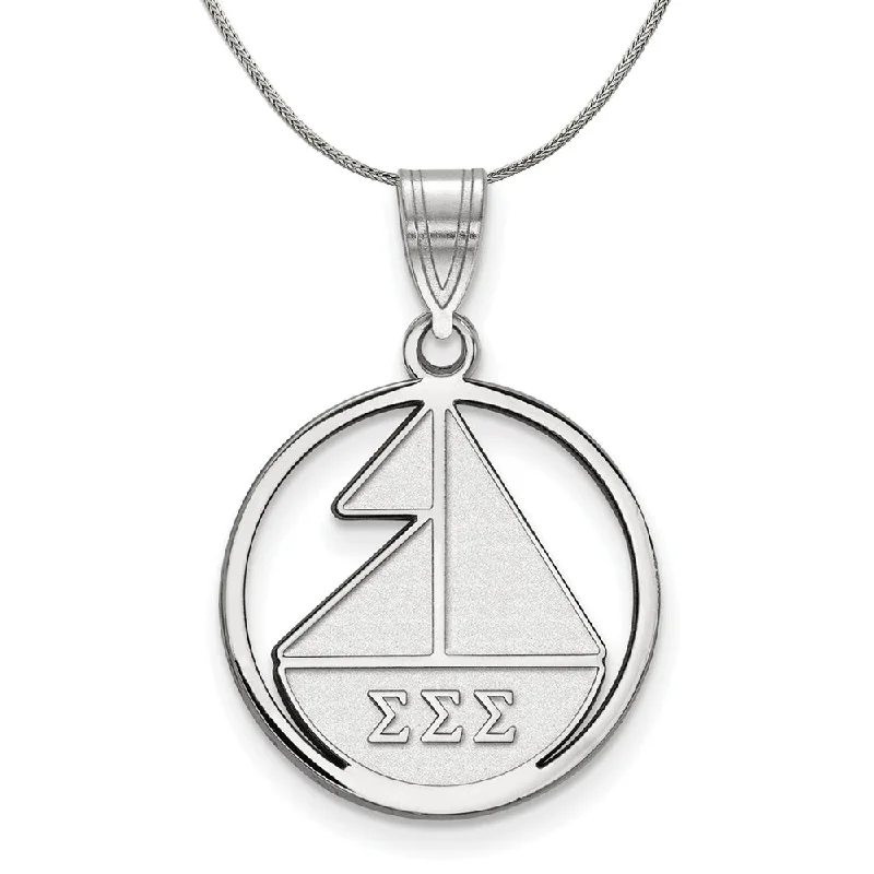 Flash Deals On Fine Jewelry – Shop Before It's Gone Sterling Silver Sigma Sigma Sigma Medium Circle Pendant Necklace