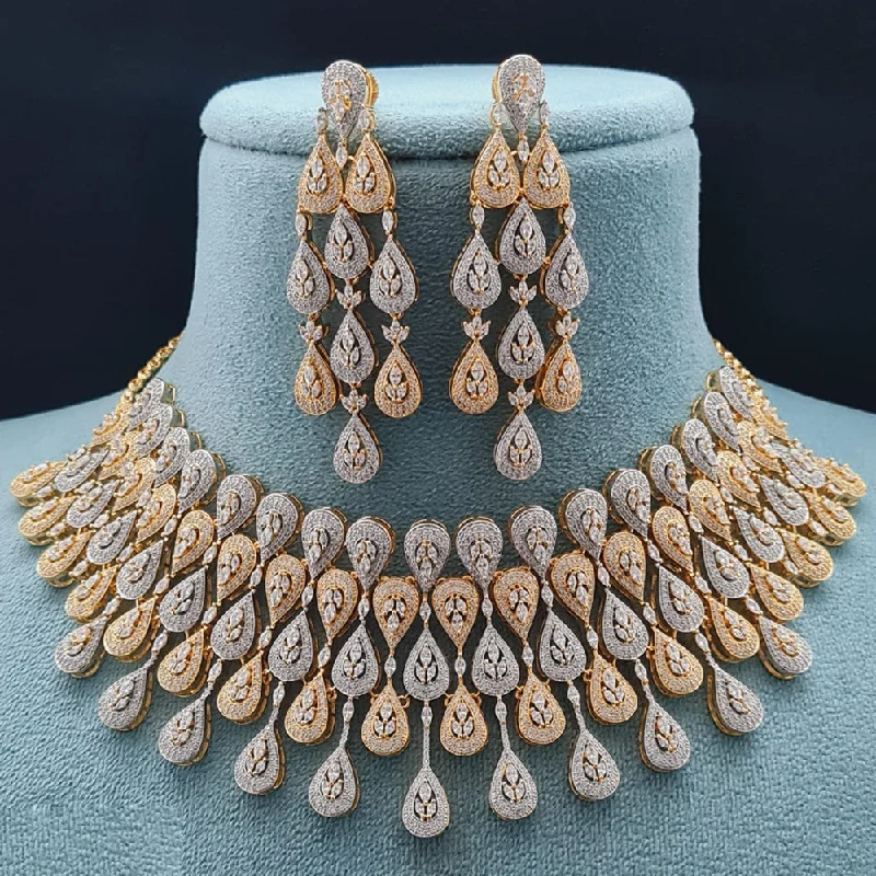 Exclusive Gemstone Jewelry At Special Prices Vivah Creations 2Tone Plated American Diamond Necklace Set