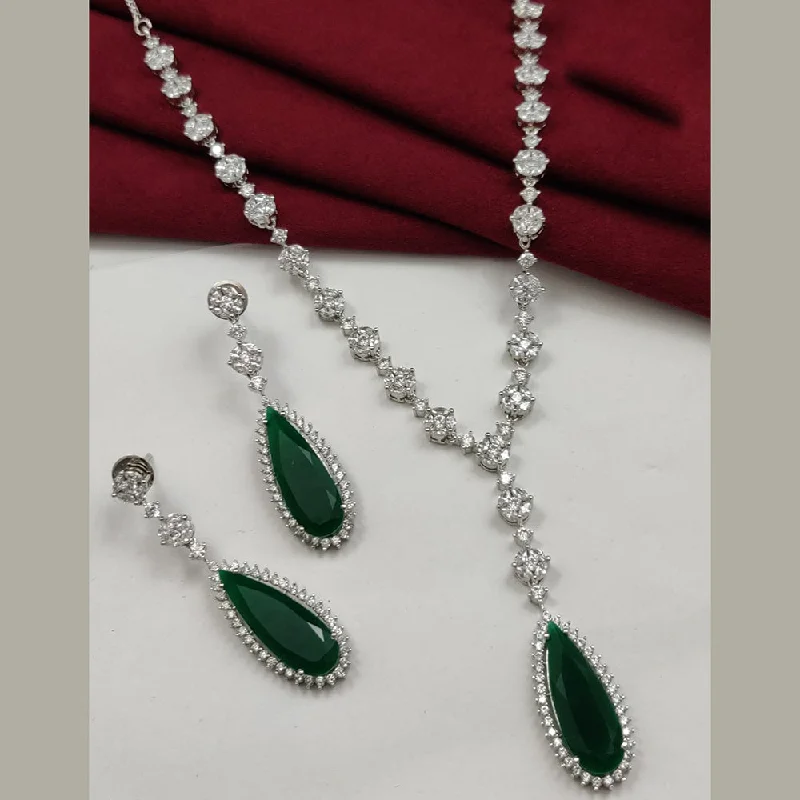 Special Sale On Handcrafted Jewelry – Shop Today Vivah Creations Silver Plated  American Diamond Necklace Set