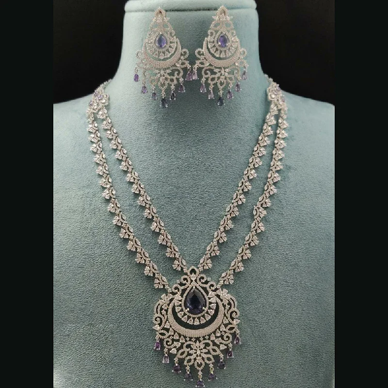 Elegant Designs, Unbeatable Discounts – Shop Jewelry Now Vivah Creations Silver Plated  American Diamond Necklace Set