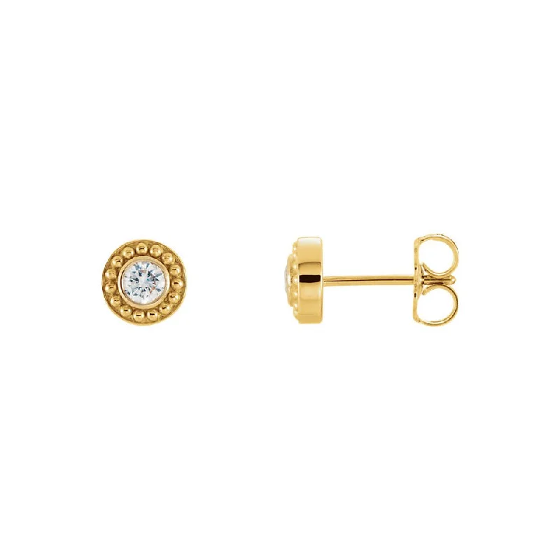 Celebrate Every Occasion With Sparkling Savings 1/5 Cttw Diamond Bezel Set Beaded Stud Earrings in 14k Yellow Gold Celebrate Every Occasion With Sparkling Savings 1/5 Cttw Diamond Bezel Set Beaded Stud Earrings in 14k Yellow Gold