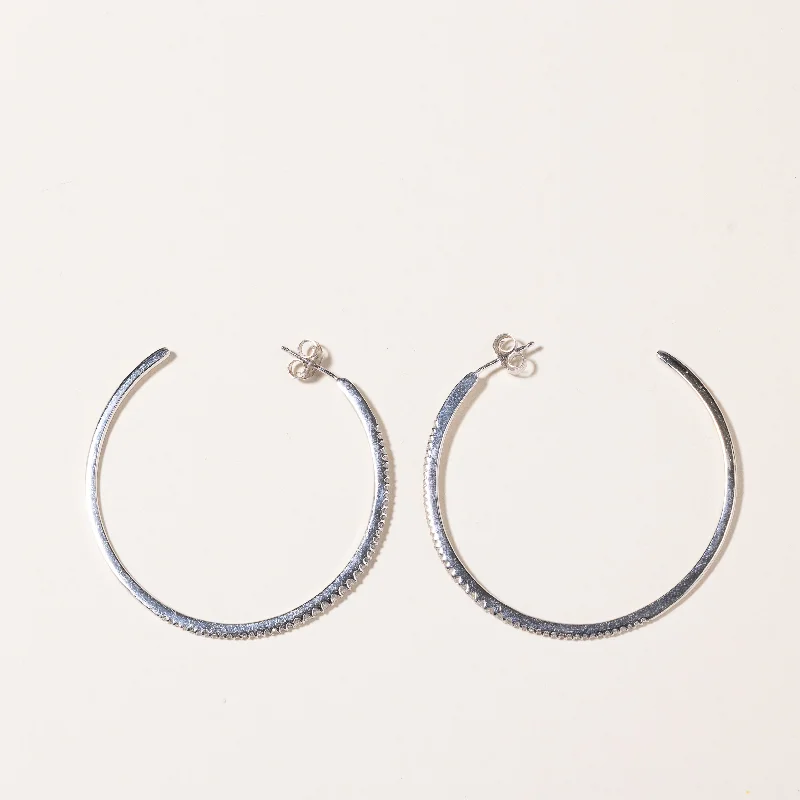 Handcrafted Beauty At Affordable Prices 10k White Diamond Hoop Earrings | 0.55ctw