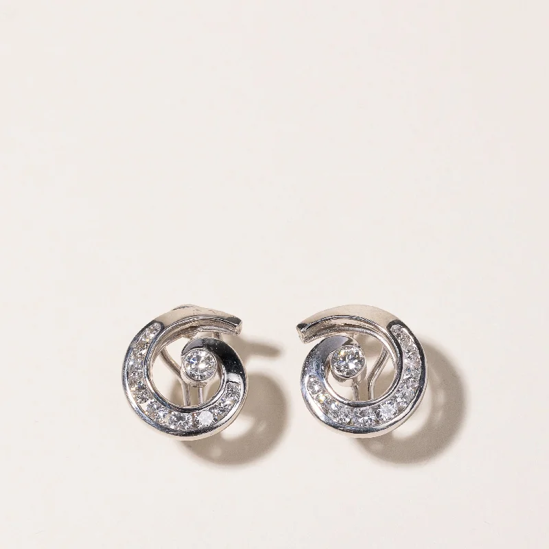 Grab Your Favorite Jewelry At The Lowest Prices 14k White Gold Diamond Swirl Earrings | 1.27ctw Grab Your Favorite Jewelry At The Lowest Prices 14k White Gold Diamond Swirl Earrings | 1.27ctw