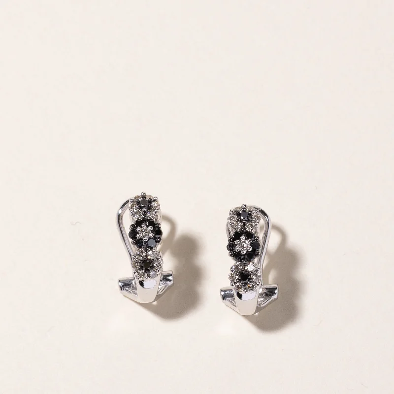 Shop Stylish Jewelry Now And Save Big 14k White Gold Floral Diamond Huggie Earrings | 0.57ctw Shop Stylish Jewelry Now And Save Big 14k White Gold Floral Diamond Huggie Earrings | 0.57ctw
