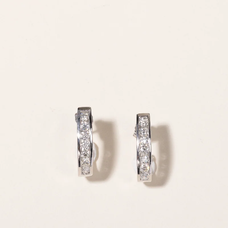 Gorgeous Jewelry, Limited-Time Savings 14k White Gold Diamond Huggie Earrings | 1.05ctw Gorgeous Jewelry, Limited-Time Savings 14k White Gold Diamond Huggie Earrings | 1.05ctw