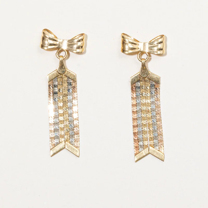 Personalized Engraved Jewelry For Meaningful Gifts 18k Tri Tone Gold Bow Earrings