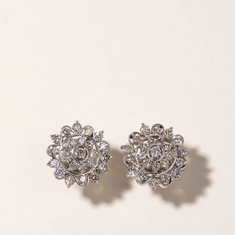 Shop Dazzling Jewelry At The Best Prices 18k White Gold Cluster Diamond Earring | 2.11ctw Shop Dazzling Jewelry At The Best Prices 18k White Gold Cluster Diamond Earring | 2.11ctw