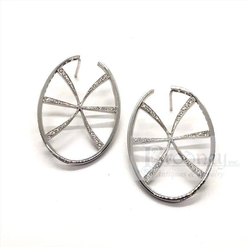 Last Chance To Grab Your Favorite Jewelry At A Discount 18 Kt White Gold and Diamond Pin Wheel Hoop Earrings