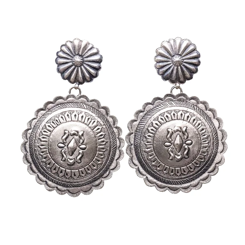 Affordable Luxury Jewelry For Every Occasion Sterling Silver Hand-stamped Concho Earrings | Eugene Charley Affordable Luxury Jewelry For Every Occasion Sterling Silver Hand-stamped Concho Earrings | Eugene Charley