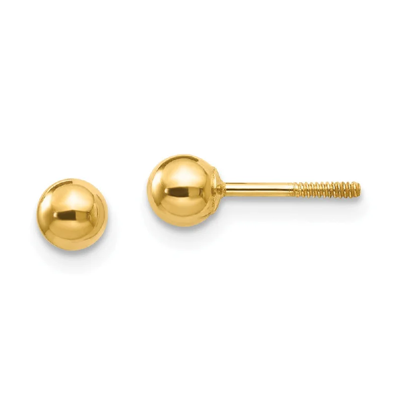 Premium Diamond Jewelry For Unforgettable Moments 4mm Polished Ball Screw Back Stud Earrings in 14k Yellow Gold Premium Diamond Jewelry For Unforgettable Moments 4mm Polished Ball Screw Back Stud Earrings in 14k Yellow Gold