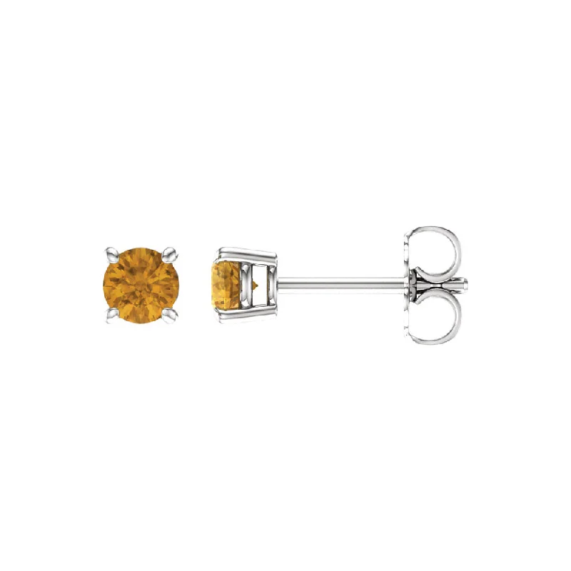 Stunning Statement Jewelry, Unbeatable Discounts 4mm Round Citrine Stud Earrings in 14k White Gold Stunning Statement Jewelry, Unbeatable Discounts 4mm Round Citrine Stud Earrings in 14k White Gold