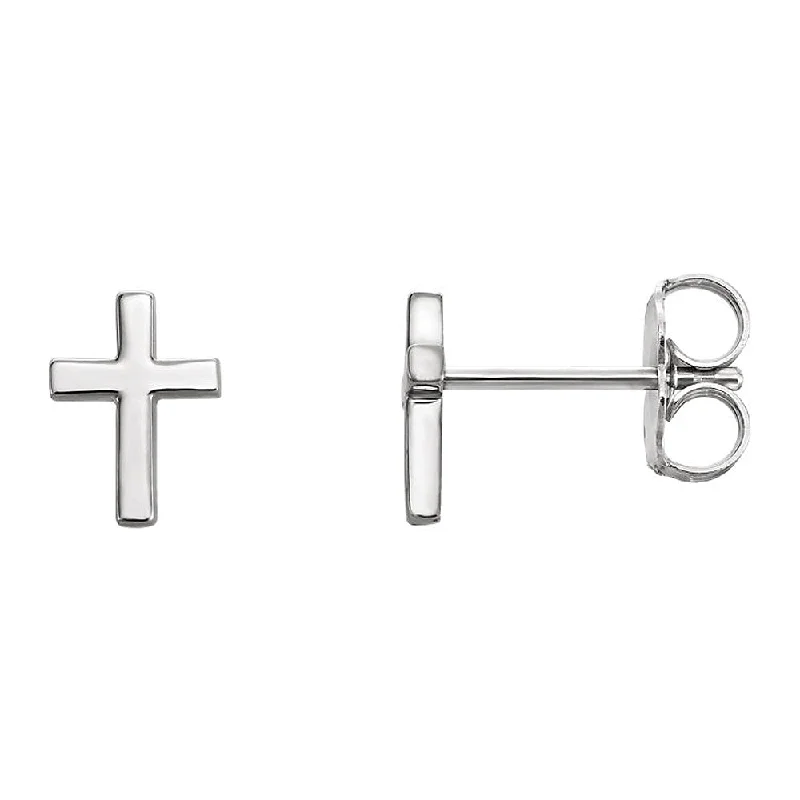 Timeless Jewelry At Special Discount Rates 5.5 x 7.5mm (3/16 x 1/4 Inch) 14k White Gold Tiny Cross Stud Earrings Timeless Jewelry At Special Discount Rates 5.5 x 7.5mm (3/16 x 1/4 Inch) 14k White Gold Tiny Cross Stud Earrings