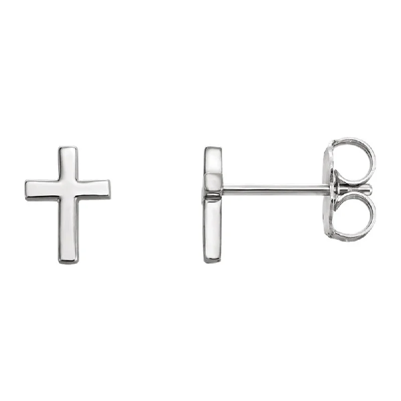 Delicate Crystal Jewelry For Sophisticated Charm 5.5 x 7.5mm (3/16 x 1/4 Inch) Sterling Silver Tiny Cross Stud Earrings Delicate Crystal Jewelry For Sophisticated Charm 5.5 x 7.5mm (3/16 x 1/4 Inch) Sterling Silver Tiny Cross Stud Earrings